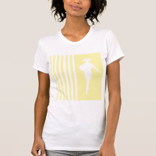 Creme Moderne Streifen mit Mode-Silhouette T-Shirt