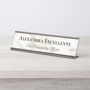 Creme Moderner Marmor Minimalistische Custom Schreibtischnamensplakette