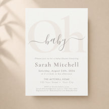 Creme Moderner Minimalistischer Oh Baby Shower