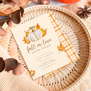 Creme   Moderner Pupkin-Herbst in Liebe Kinderdusc Einladung