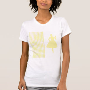 Creme Modernes Hahnentrittmuster mit Mode-Silhouet T-Shirt