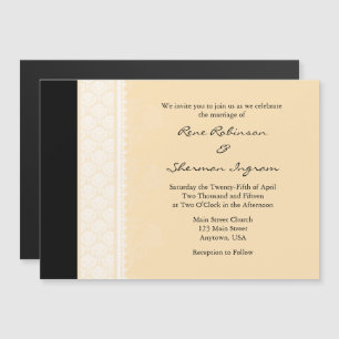 Crème noir Faire-part de mariage magnétique modern