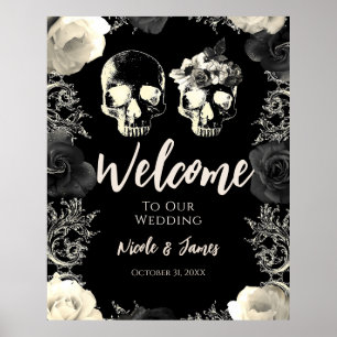 Crème noire - Skeleton Skull Mariage Affiche de bi