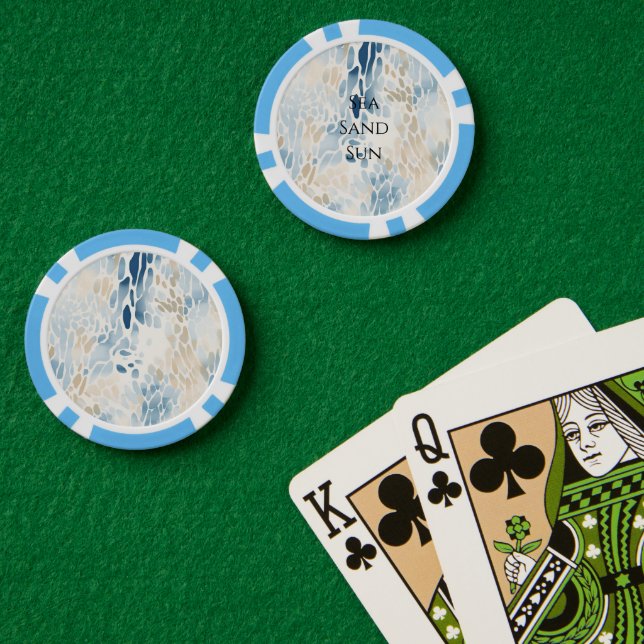 Creme Ocean Blue Abstrakt Beach Animal Print Pokerchips (Pokertisch (doppelt))