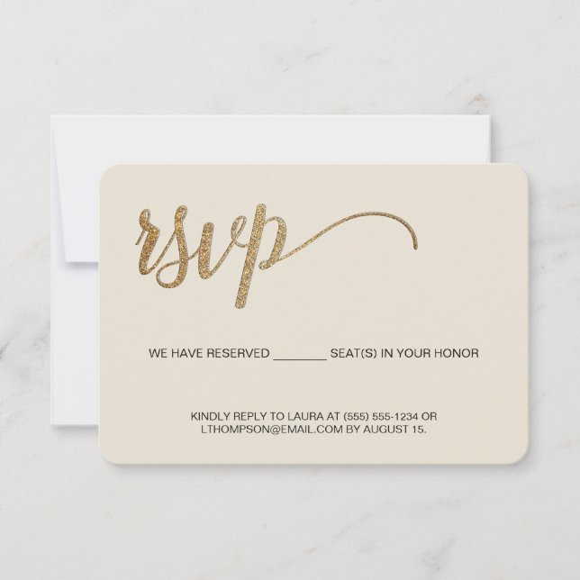 Crème Or Moderne RSVP non par courrier Place réser (Devant)
