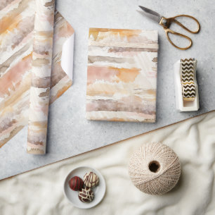 Creme Orange Beige Abstrakte Streifen Geburtstag Geschenkpapier