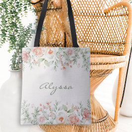 Creme Orange Sage Green Blume Tasche