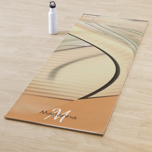 Creme Pasta Abstrakte Kunst Mit Monogramm Yogamatte (Beispiel)
