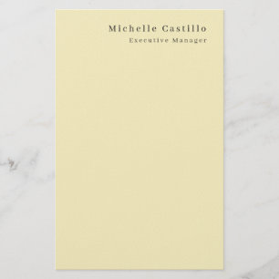 Creme Pastellfarbe Minimalist Modern Schlicht Name Briefpapier