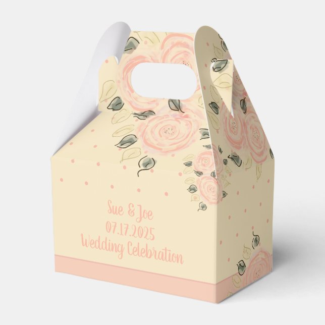 Creme Peach und Pink Polka Dot Künstlerisch Geschenkschachtel (Vorderseite)