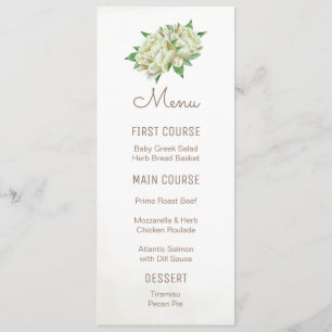 Creme Peonies Blume Menus Menükarte