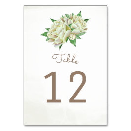 Creme Peony Blume Tischnummer Cards
