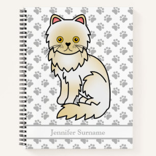Creme Persian Niedlich Cartoon Cat & Custom Text Notizbuch