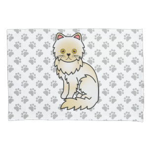 Creme Persian Niedlich Cartoon Cat & Paws Kissenbezug