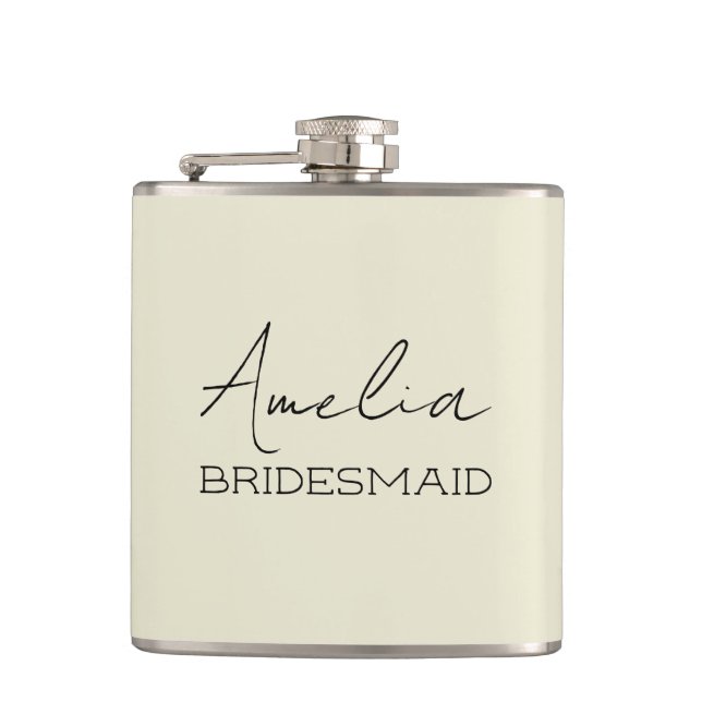 Creme Personalisiert Bridesmaid Flachmann (Vorderseite)