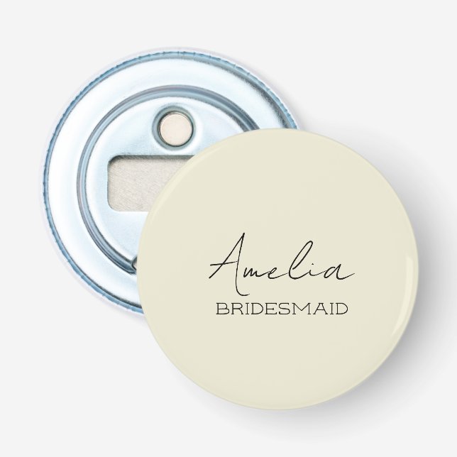 Creme Personalisiert Bridesmaid Flaschenöffner (Vorderseite)