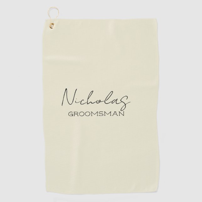 Creme Personalisierter Trauzeuge Golfhandtuch (Vorderseite)