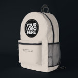 Creme | Personalisiertes Firmenlogo und Text Bedruckter Rucksack<br><div class="desc">Klassische Cremefarbe | Personalisiertes Firmenlogo und Text Moderner Business-gedruckter Rucksack</div>