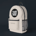Creme | Personalisiertes Firmenlogo und Text Bedruckter Rucksack<br><div class="desc">Klassische Cremefarbe | Personalisiertes Firmenlogo und Text Moderner Business-gedruckter Rucksack</div>