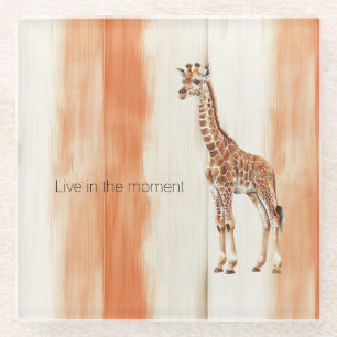 Creme-Pfirsich-Orange-Streifen-Giraffe-Safari-Tier Glasuntersetzer