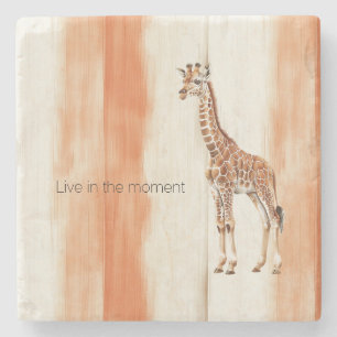Creme-Pfirsich-Orange-Streifen-Giraffe-Safari-Tier Steinuntersetzer