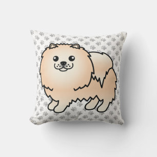 Creme Pomeranian Süßer Cartoon-Hund & Pfoten Kissen