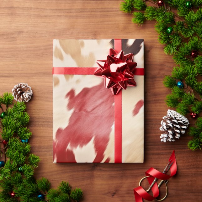 Creme Red Western Cowhide Geschenkpapier (Feiertagsgeschenk)