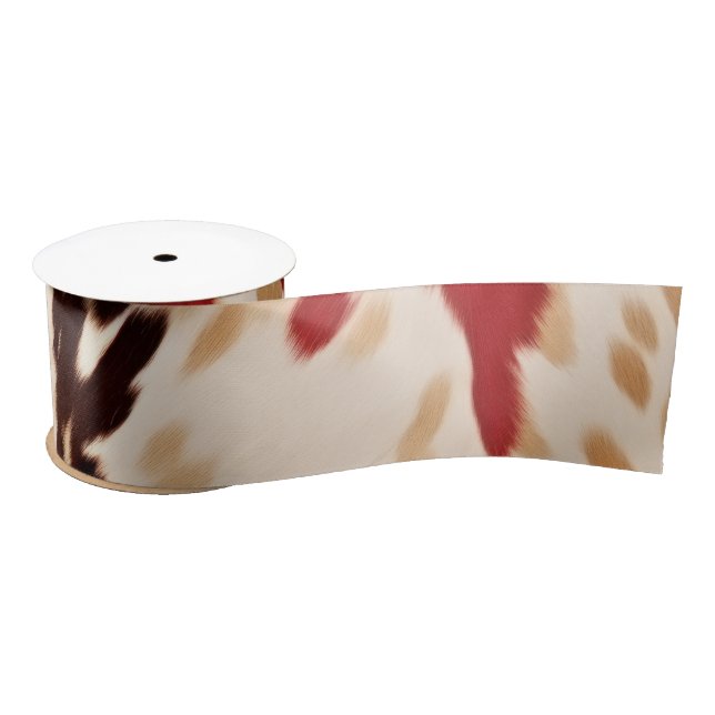 Creme Red Western Cowhide Satinband (Spule)