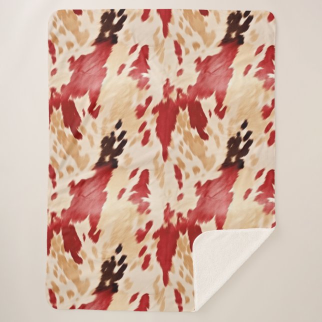 Creme Red Western Cowhide Sherpadecke (Vorderseite)