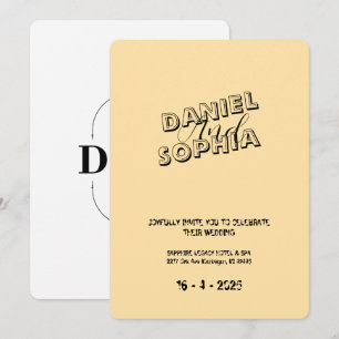 Crème Retro faire-part de mariage Card