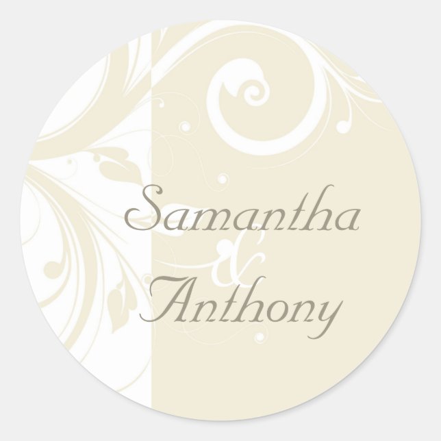 Creme Reverse Swirl Matching Umschlag Aufkleber (Vorderseite)