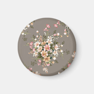 Creme, rosa Blume auf grau. Magnet