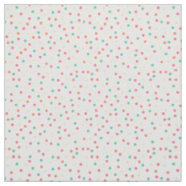 Creme, Rosa, Orange, Gelb, grüne Polka-Punkte Stoff