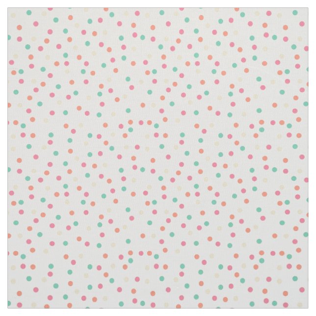 Creme, Rosa, Orange, Gelb, grüne Polka-Punkte Stoff (Muster)