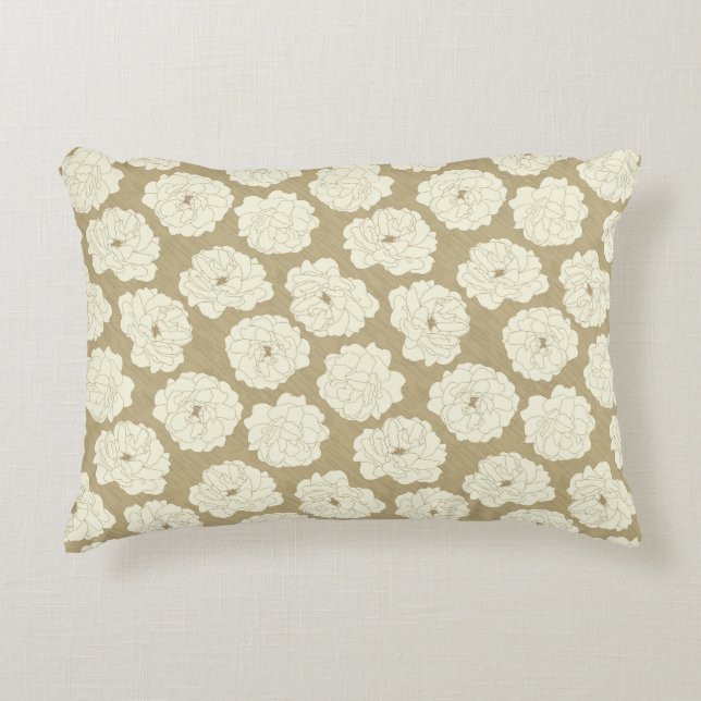 Creme Rose auf Golden Beige - nahtlos. Dekokissen (Vorderseite)