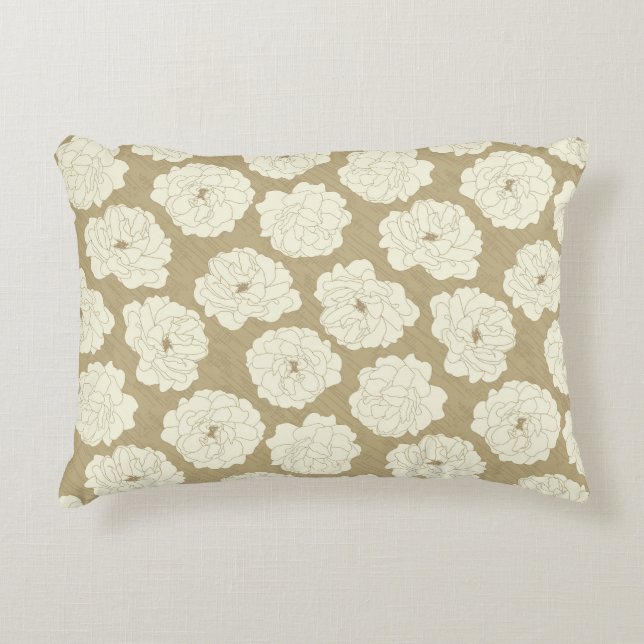 Creme Rose auf Golden Beige - nahtlos. Dekokissen (Vorderseite)