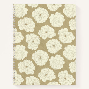 Creme Rose auf Golden Beige - nahtlos. Notizbuch