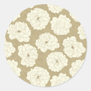 Creme Rose auf Golden Beige - nahtlos. Runder Aufkleber