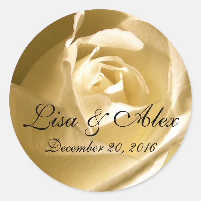 Creme Rose Foto Save the Date Hochzeitsticker Runder Aufkleber (Vorderseite)