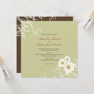 Creme Rose und Wirbel Elegante romantische Hochzei Einladung