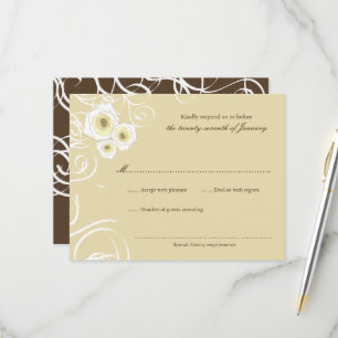 Creme Rose und Wirbel Elegante romantische Hochzei RSVP Karte