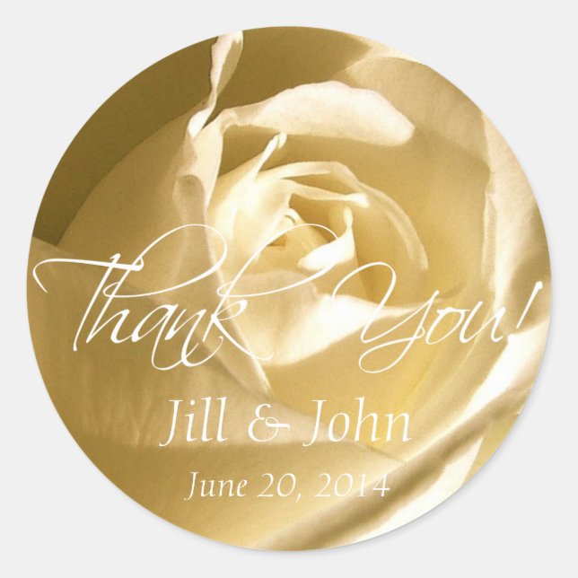 Creme Rose Vielen Dank Gastgeschenk Hochzeit Stick Runder Aufkleber (Vorderseite)