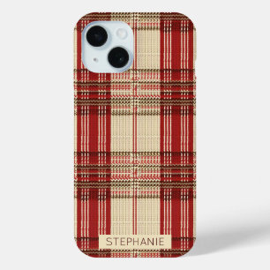 Creme Rot Braun Gemütlicher Strick-Tartan-Karo Case-Mate iPhone Hülle