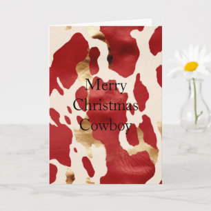 Creme Rot Gold Western Kuh Druck Weihnachten Karte
