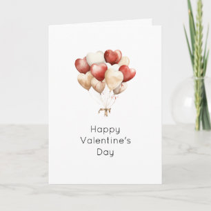 Creme rote Herzen Ballons Valentinstag Karte