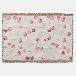 Creme Rote Kirschen Streifen Decke