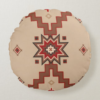 Creme-rote westliche geometrische Oberfläche Rundes Kissen