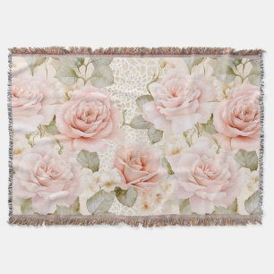 Creme-Rouge-Pink-Rosen Florale Hochzeitsdusche Decke