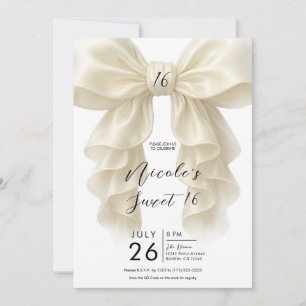 Crème Rüschen Kaskade Schleife Elegant Sweet 16 Pa Einladung