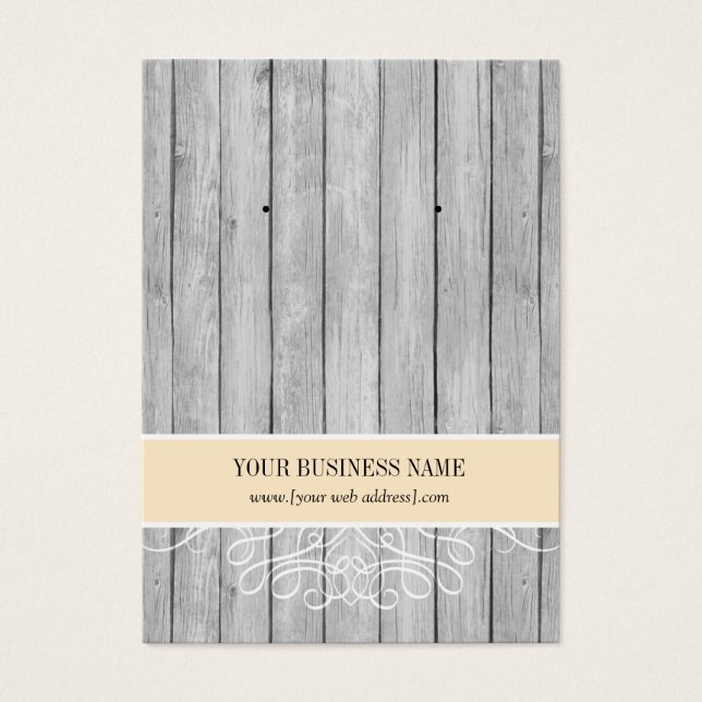 Creme Rustic Wood Custom Earring Card (Vorderseite)